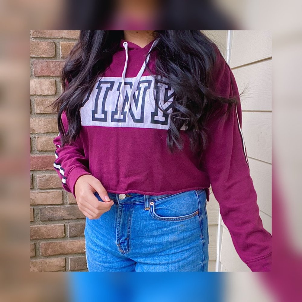 PINK burgundy crop sweater